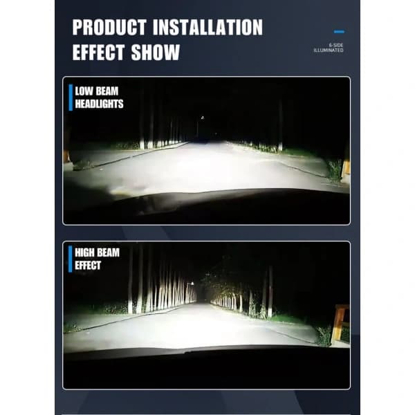 360° 6-sidig H13/9008 LED-frontlykt fjernlys/nærlys 200W 20000LM 6000K
