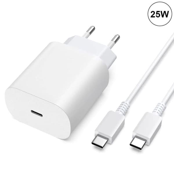 25W USB-C Lader med 1M Kabel for Samsung Galaxy A36 A56 A32 4G/5G[JUN] Hvit Vit