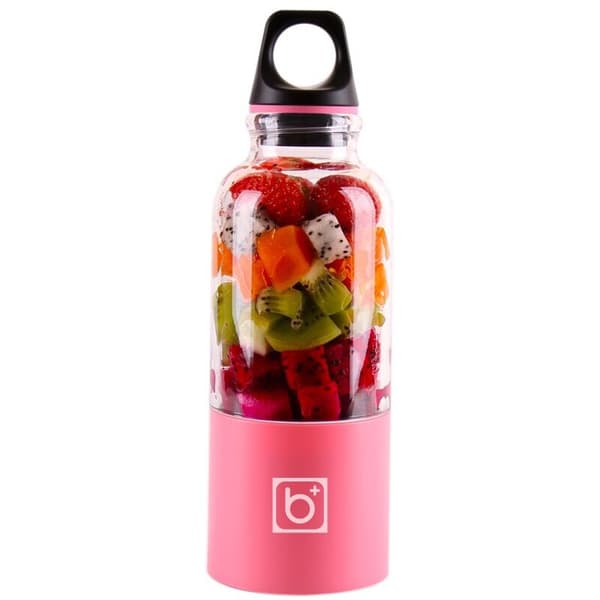 Fruit Blender, 500ml USB Rechargeable Juicer, Personal Portable Mini Blender, Portable Blender for Fruit and Vegetable Juice, Automatic Tool (Pink)