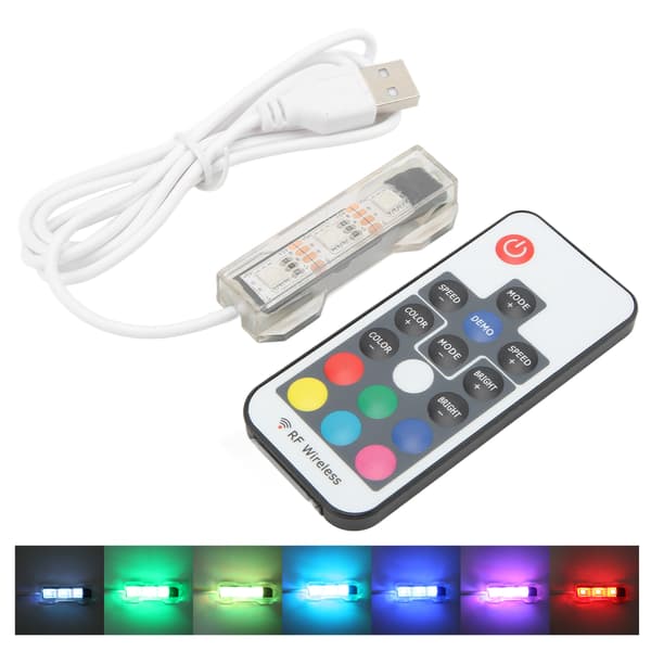 Remote Control LED Aquarium Lamp for Small Medium Aquariums Hexagon Square Blocks White Line