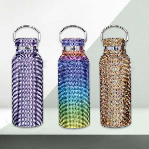 Timantti Vesipullo Bling Strassi Ruostumaton Teräs Termospullo, 100% Uusi punainen red