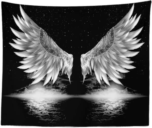 1 stk. svart-hvitt veggteppe, estetisk trippy boho psykedelisk