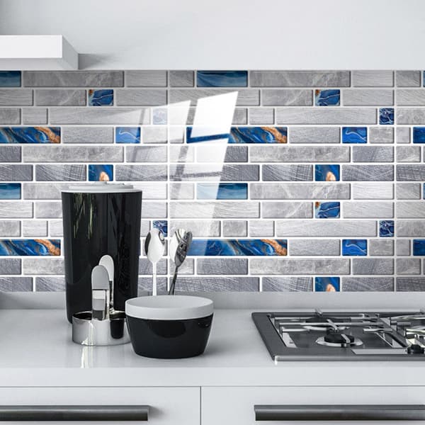 24-pakning Selvklebende mosaikk 10x20cm - Gråblå, Kjøkken Salg