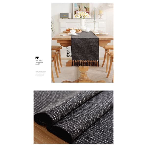Bordløber med kvaster, rustik landlig stil i hør-blanding, køkkenbordsdekoration til helligdage og bryllupper