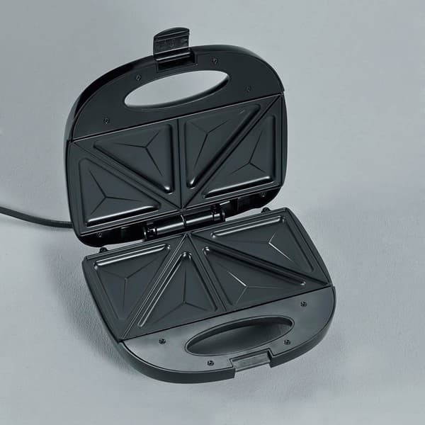 Sandwichgrill, rustfrit stål, non-stick plader, 600W Svart, Rostfritt stål 600
