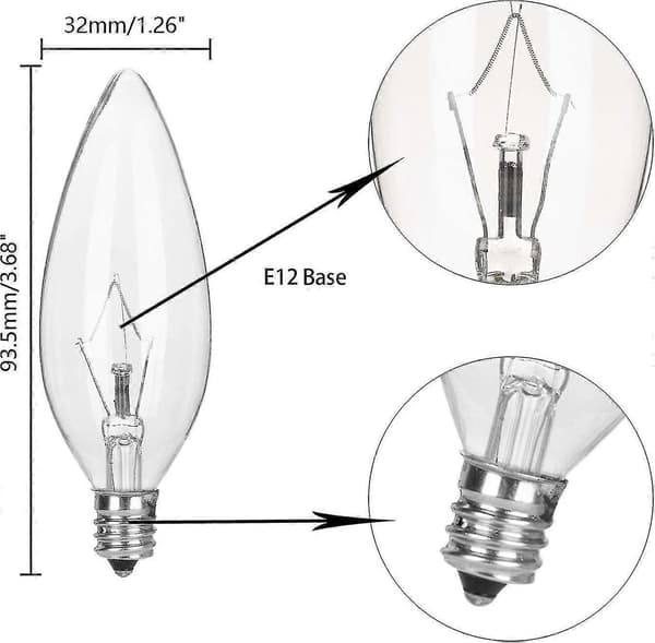 10-pack 15W 120V E12 Sockel B10 CTC Glödlampor Klar, Transparenta Ljuslampor för -SX [DB]