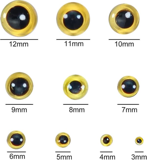 100 stk. brune glasøjne sæt håndværksøjne 3mm til 12mm til dukkelavning nålefiltning håndværk