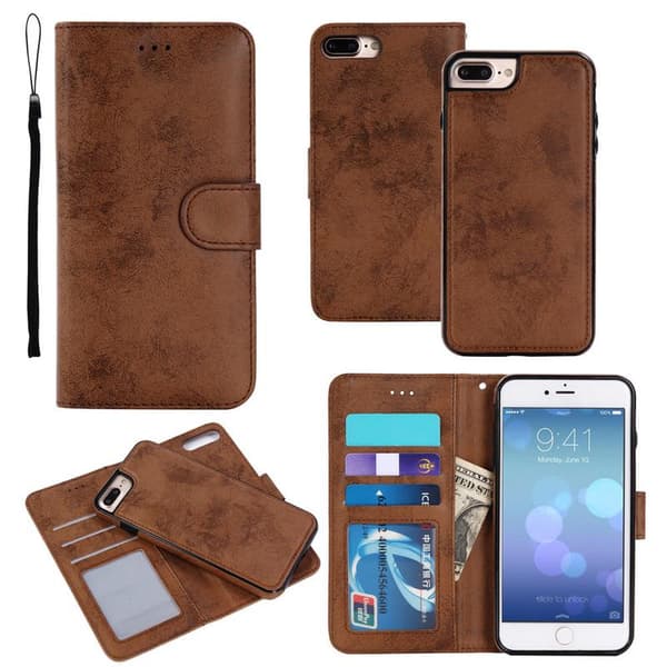 Magnetic Suede Case for iPhone 7+/8+ with Magnetic Closure. Brown One Size