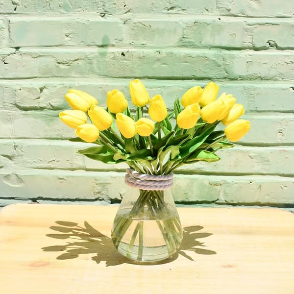 20 stk. gule kunstige silkeblomst-tulipaner, 35 cm, til hjemmet