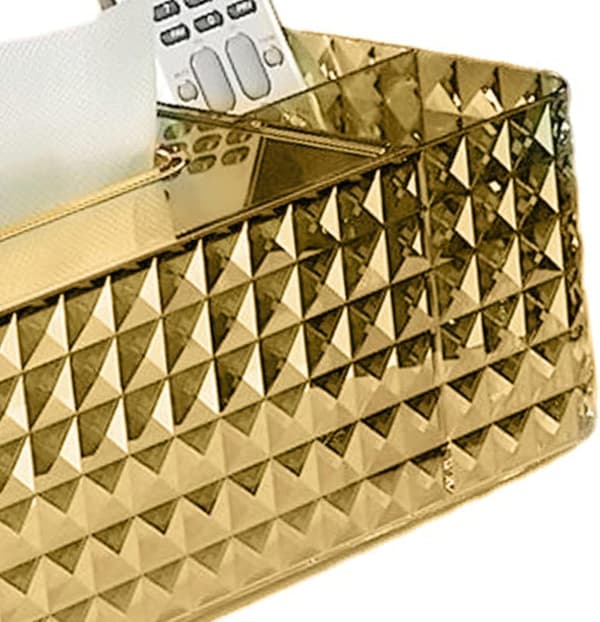 Servietholder, Multifunktionel Servietholder Akryl Skrivebordsarrangør Genanvendelig Gennemsigtig Ansigtservietholder (Guld)