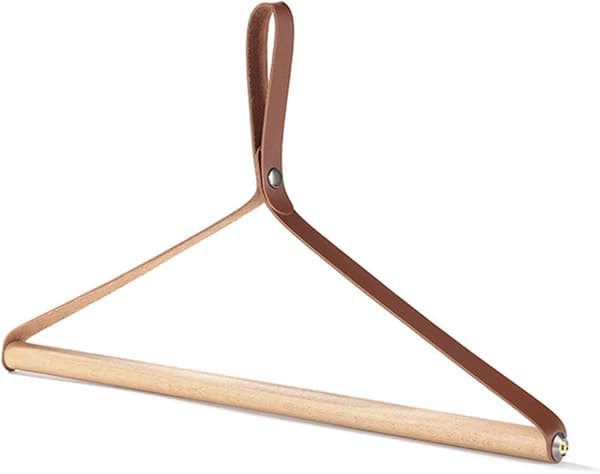 Folding Wooden Clothes Hangers, Soft Leather Rope Beech Wood, Thick Smooth Natural Hangers