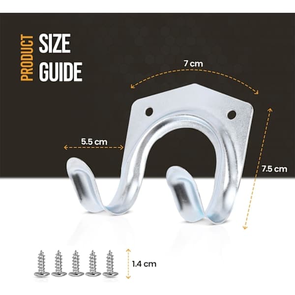16-pack Tool Garage Hooks Garden Tool Storage Organizer Heavy Duty Hooks for Hanging Ladders, Ropes, Garden and Garage Tools