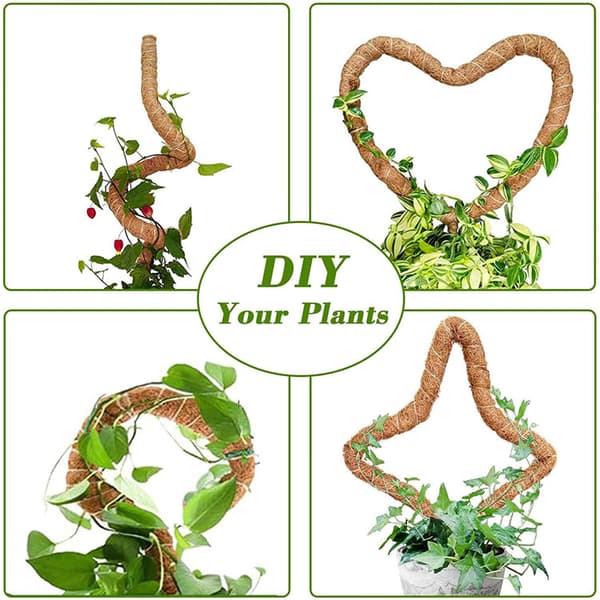 Monstera Moss Pole for Planter, 4-pakning Bøyelig Plantestøtte [JUN]