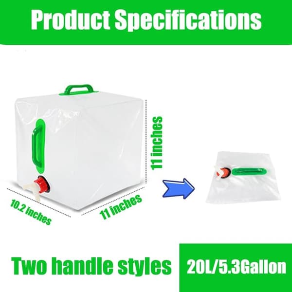 20L - Water Tank Foldable Container with Tap Portable Bottle Hydration Camping Easy to Store Travel-Friendly With 2 Handles 28*28*26cm_yu
