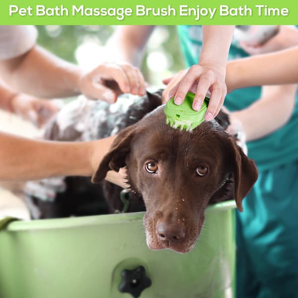 Kæledyr Silikone Shampoo Børste til langt og kort hår mellemstore store kæledyr hunde katte, brusevask Currybørste Kæledyr Hunde (Grøn)