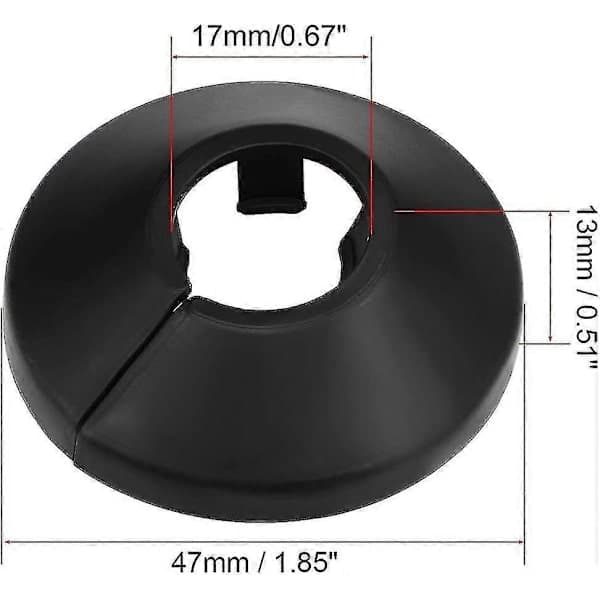 16 mm rörskydd dekoration PP radiatorrosett vattenrör väggskydd svart 8 st