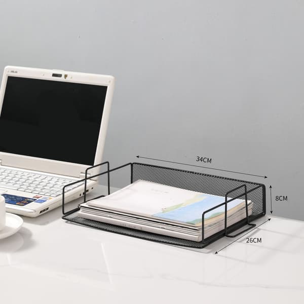 2 stk Brevbrett/Stabelbare Metallnett Skrivebordsbrett/Multifunksjonell Organizer/Filholder for Kontor, Skole, Studie - (Svart)