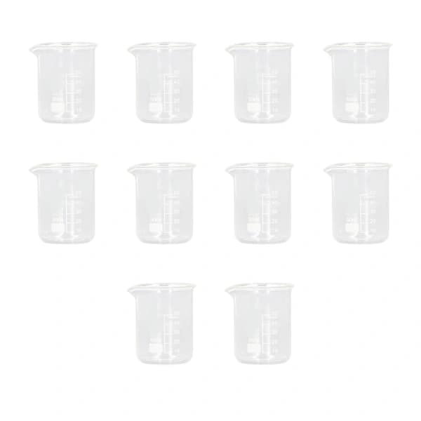 Laboratory Glass Beaker 10-pack 50ml Capacity Graduated Cylinder Cup with Clear Scale Line