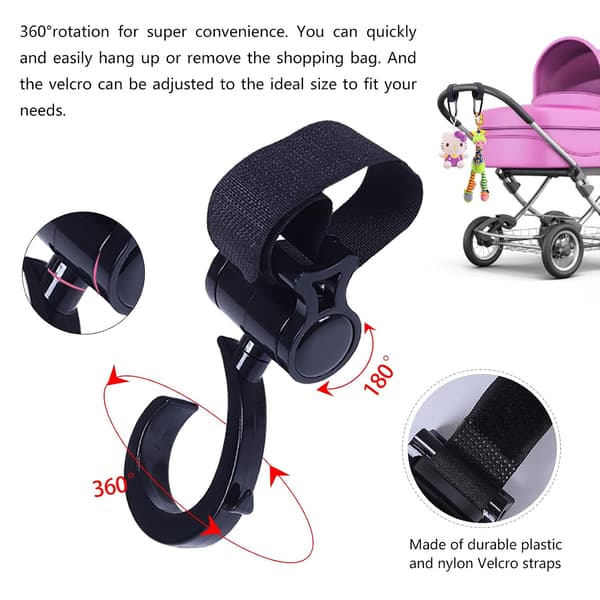 4 Stroller Hooks Clips Stroller 360 Degree Rotating Stroller Shopping Hooks