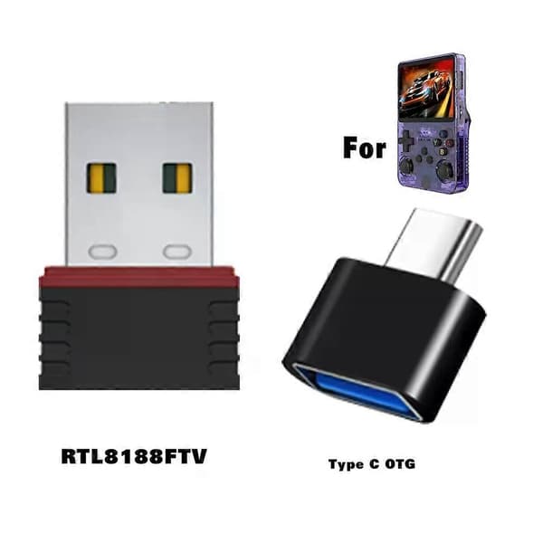 R36S (WiFi) RTL8188FTV USB-dongeli ja TYPE C OTG-adapteri R36S R36H R36 R36PLUS -laitteille