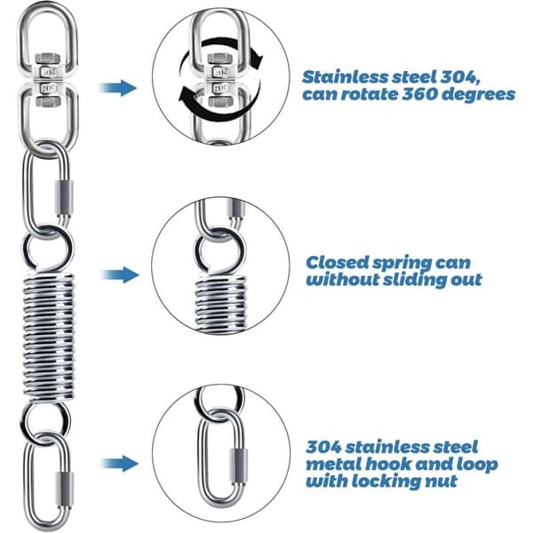 360° Swivel Hook Suspension Spring for Hammock Chair Yoga Bag, 200kg Load Capacity