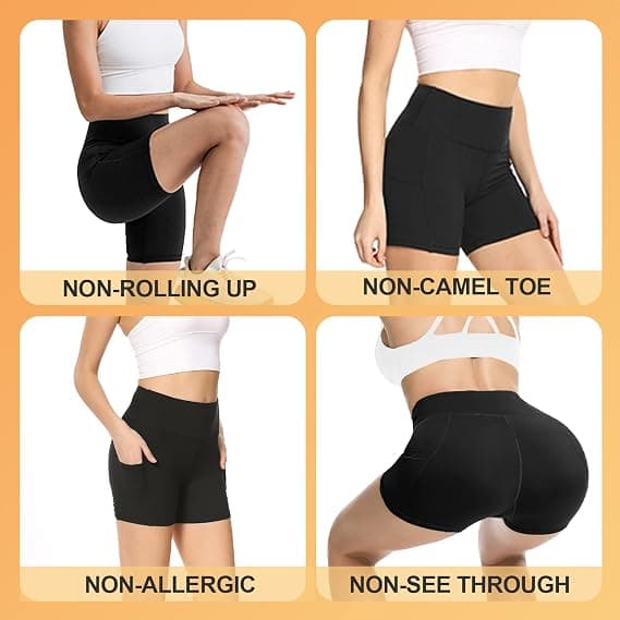 Women's Cycling Shorts with Pockets - High Waist Tummy Control