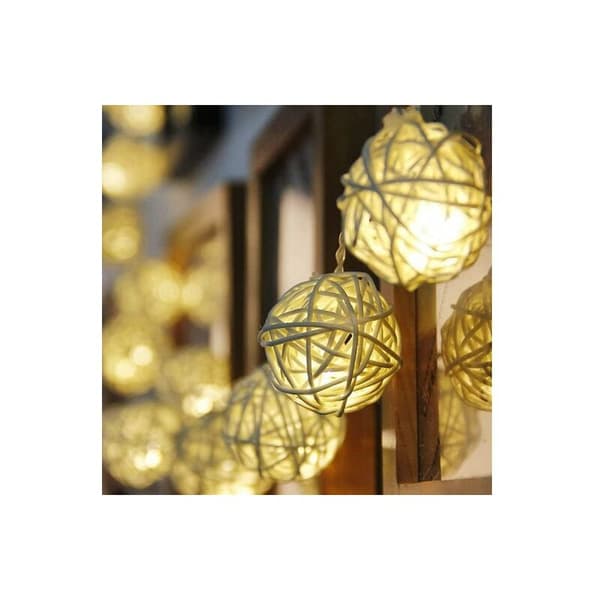 LED Rattan String Lights 5M 40 LED Battery Operated IP44 Waterproof Rattan String Lights