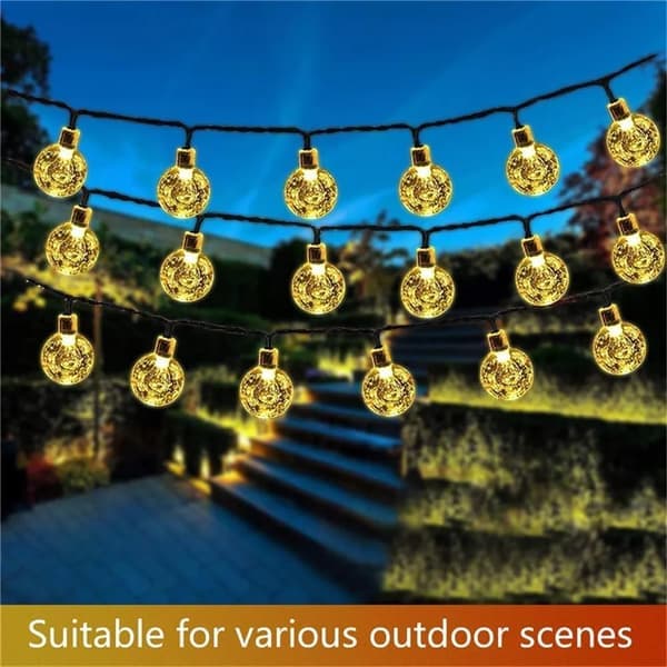 Solar-powered outdoor string lights, IP65 Waterproof for patio and party, dimmable with remote control