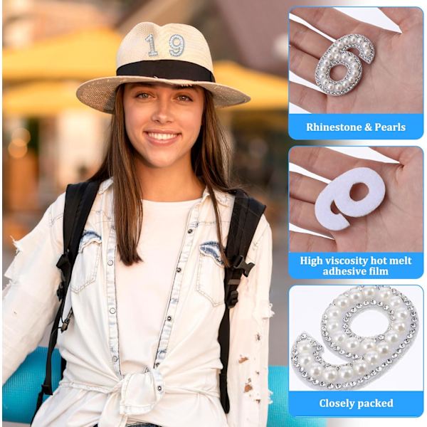 20 stk perlenummerlapper Rhinestone tomme for ryggsekk