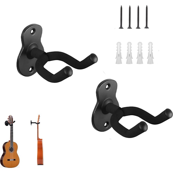 Gitarr Väggfäste 2-pack - Väggmonteringskrok för gitarr - Kompatibel med alla gitarrer