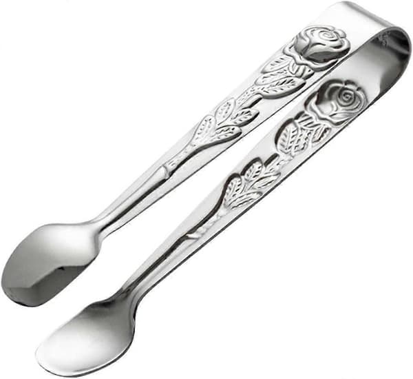 Sukkerklemme, U-formet istang i rustfrit stål, mini serveringstang - 10 cm rose-sukkerklemme til teselskab, kaffe