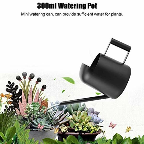 300 ml sort minivandkande i rustfrit stål - til haveplanter.