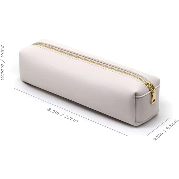 NA/PU-etui bærbart penalhus med stor kapacitet, kosmetiktaske til studerende, beige