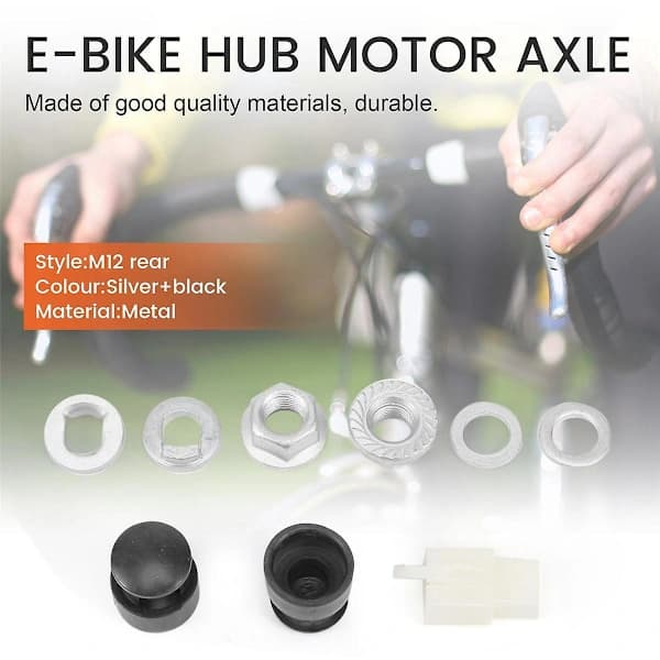 Elsykkel Navmotor Aksel M12 Bakre Låsemutter / Låseskive / Mutterbeskyttelse med 12mm Aksel