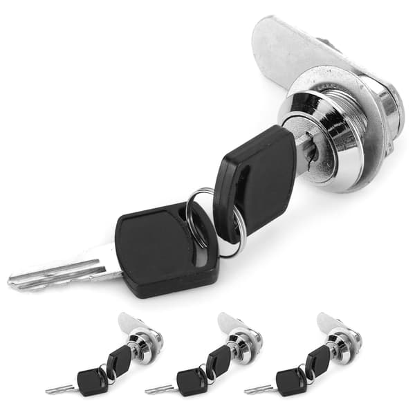4 Pcs Cam Lock for Toolbox, Drawer, Cabinet, Replacement, Tubular with Keys for Trailer, Caravan, 15mm Diameter