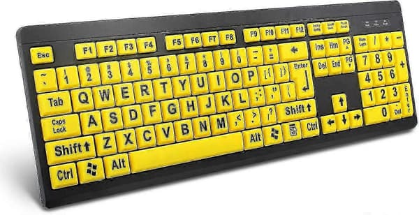 Large Print Computer Keyboard, Wired USB High Contrast Keyboard With Oversized Letters For Visually Impaired People With Low Vision