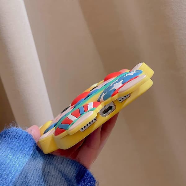 3D Silikon Tecknat Mobilskal med Nyckelring för iPhone 15 - Sött Mjukt Stötsäkert Skydd (Clown Design) [JUN]
