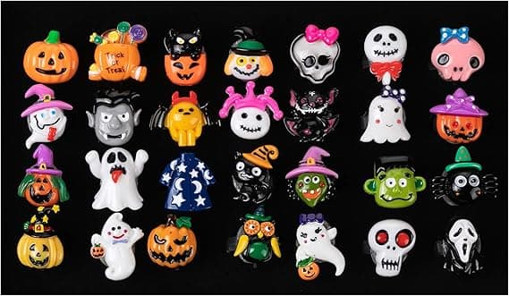 Halloween-dekorasjon, 28 stk. Skumle Halloween LED-lysende ringer som lyser i mørket
