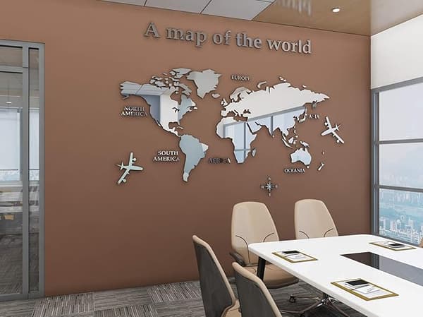 3D World Map Wall Sticker Wall Decal Home Office Study Living Room R