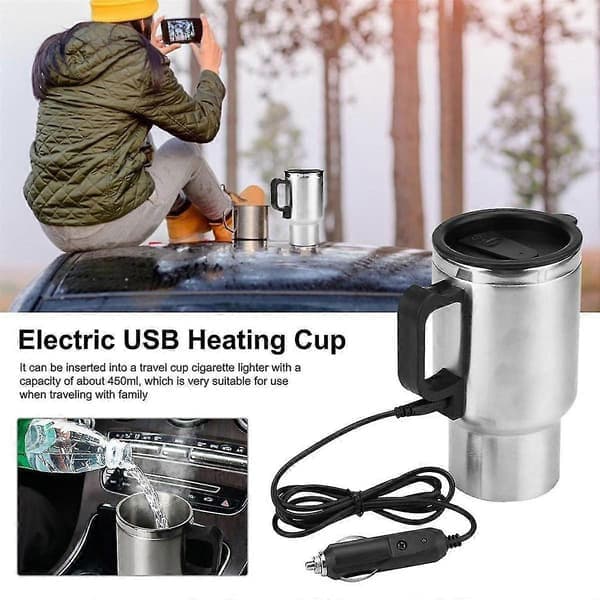 450 ml 12 V auton lämmityskuppi USB-lämmityspullo juomavesikeitin pullo muki sytytin lämmitetty matkavesi sähköinen