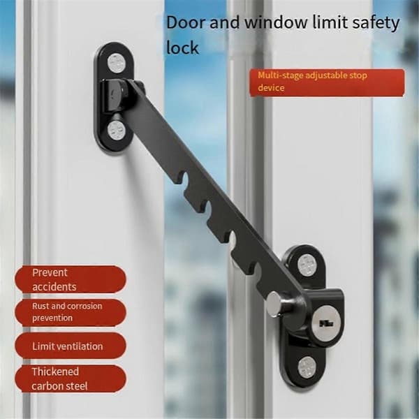 Window Restrictor Lock Adjustable Opening Control Carbon Steel Child Safety for Windows and Balcony Doors White 3-pack