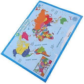 1 Sheet Durable World Map Kids Preschool Poster Household Children Cognitive Poster (Random Style)