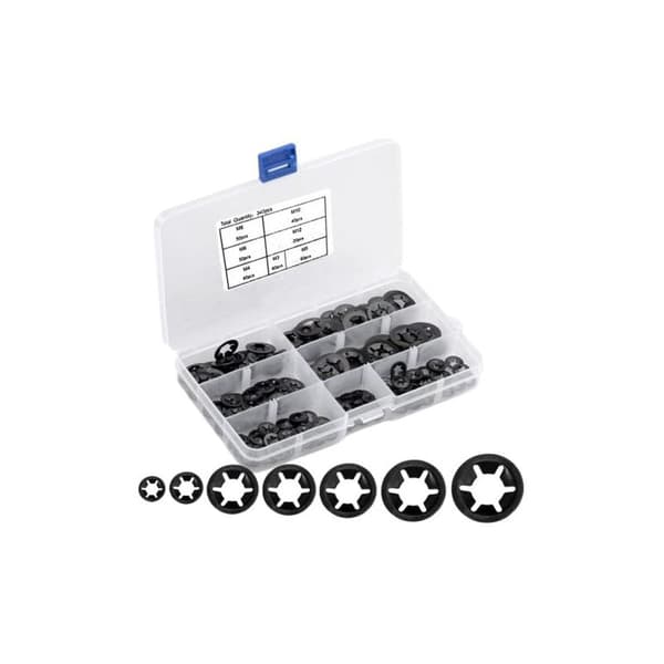 340 st M3/M4/M5/M6/M8/M10/M12 Låsbrickor med Låda Starlock Interna Tandade Låsbrickor Säkerhetsbrickor Sortiment Svart