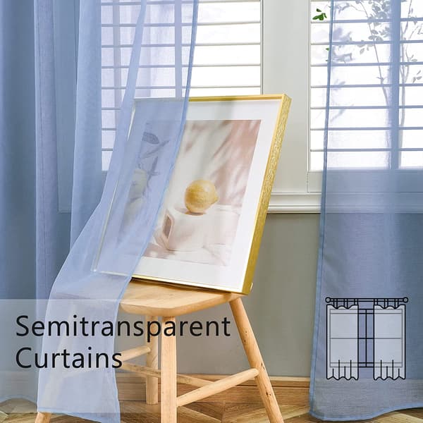 2-pak ensfarvede blå gardiner 100x250 cm-FY-