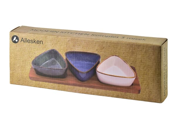 Serveringsbrett i akasietre Allesken Modern Kitchen 28x9,5 cm Hvit 3 deler