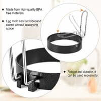 4-pakke eggringer i rustfritt stål med non-stick metallringer for McMuffin eggesmørbrød, stekte egg, eggkoker, 4-pakke
