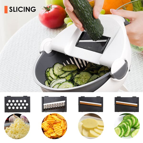 Vegetable Chopper 9-in-1, Multifunctional Vegetable Cutter, Vegetable Slicer, Grater with Drain Basket, Kitchen Mandoline Tool