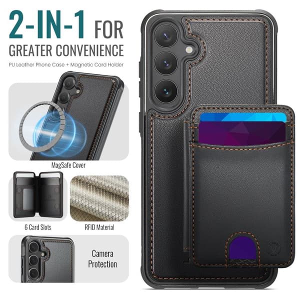 Samsung Galaxy S26+ / S26 Plus 5G Cover Etui JEEHOOD J10 Flip Card Bag MagSafe Split RFID Læder