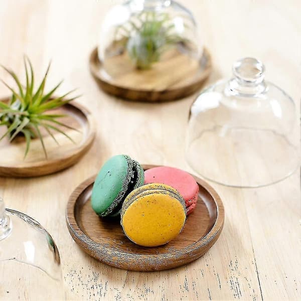 Multifunksjonelt Mini Dessert Serveringsstativ Kakefat Med Kuppel Lokk Fat Kakeplate Hotell (4 stk)