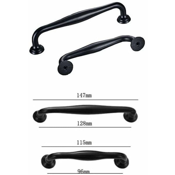 Modern Black Handles: 128mm Kitchen, Cabinet, Bedroom Handles - 411.10 pcs【PL】